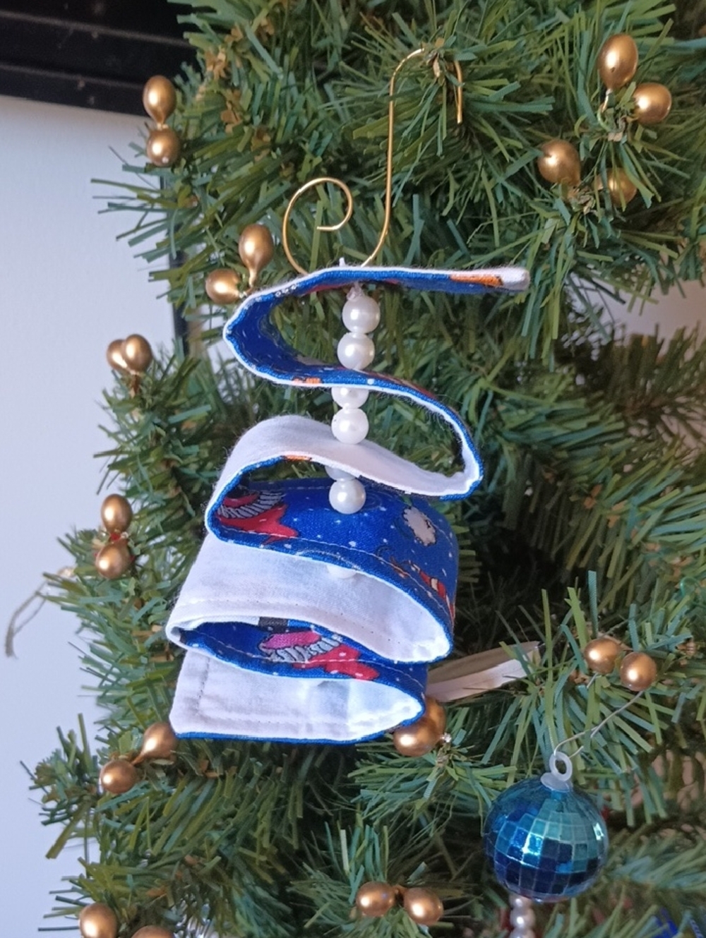 Handmade Spiral Fabric Ribbon Candy Christmas Ornaments